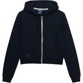 Superdry Superdrytil kvinder. W2012286A Essential Logo Cropped Ziphood navy (S), Casual, Bomuld, Blå