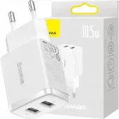 Tactical Baseus Compact Oplader med 2 USB-porte - 10.5W - Hvid