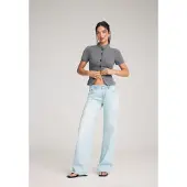 Stradivarius D91 Jeans Med Low Waist Og Brede Ben 0-700 44