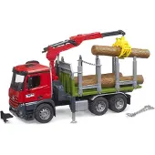 BRUDER Mercedes-Benz Arocs Timber truck with loading crane, grab and 3 trunks toy