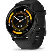Garmin Venu 3 - 45 mm - sort fiberforstærket polymer - smart ur med bånd - silikone - håndledsstørrelse: 135-200 mm - display 1.4 - 8 GB - Bluetooth, Wi-Fi, ANT+ - 30 g