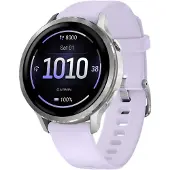 Garmin Venu 4 - 41 mm - sølv - smart ur med bånd - silikone - periwinkle - håndledsstørrelse: 110-175 mm - display 1.2 - 8 GB - Bluetooth, ANT+, Wi-