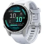 Garmin Fenix 8 - 43 mm - sølv - sportsur med bånd - silikone - hvidsten - håndledsstørrelse: 108-182 mm - display 1.4 - 32 GB - Bluetooth, Wi-Fi, ANT+ - 66 g