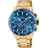 Festina Herreur F20634-3 Timeless Blå/Gul guldtonet stål Ø43.5 mm