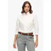 Superdry Superdrytil kvinder. W4010565A Slim fit oxfordskjorte hvid (S), Casual, Bomuld, Lange ærmer