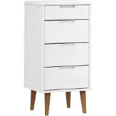 vidaXL kommode MOLDE 40x35x82 cm massivt fyrretræ hvid