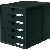 HAN SYSTEMBOX 1450-13 Skuffeboks sort A4 med 5 skuffer