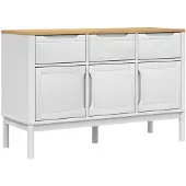 vidaXL skænk FLORO 114x43x74 cm massivt fyrretræ hvid