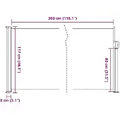 vidaXL sidemarkise 117x300 cm sammenrullelig sort
