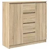 vidaXL skænk med skuffer 100,5x35x98,5 cm konstrueret træ sonoma-eg