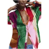 Desigual Bluse cognac / smaragd / fuchsia / carminrød