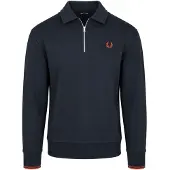 Fred perry Longsleeve Half Zip Poloshirt arineblå Blå ørkeblå åle