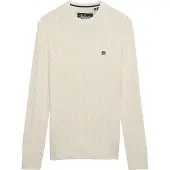 Superdry Superdrytil mænd. M6110707E Beige bomuldstrøje med kabelstrik (L), Casual, Stof