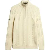 Superdry Superdrytil mænd. M6110731A Preppy Cotton Cable Half sweatshirt beige (M), Casual, Bomuld