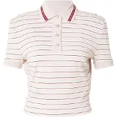 GUESS Guesstil kvinder. W6YP22K4368 Lyserød stribet polo (M), Casual, Pink, Viscose, Korte ærmer