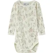 Name it Body l/æ - Uld - Noos - NbfWang - Snow White/Flowers + L - - 1 år (80) - Body L/Æ