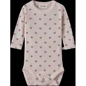 Lil´ Atelier Body l/æ - Uld - NbfNoel - Morganite m. Hjerter - - 74 - Body L/Æ