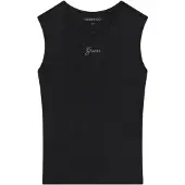 GUESS Guesstil kvinder. W6YP17K3881 Sort top med sten-logo (XS), Casual, Modal, Uden ærmer/stropper