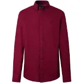 Hackett London Hackett Londontil mænd. HM3010835 Camisa Essential Dyed bordeaux (M), Casual, Bomuld, Lange ærmer, Burgund