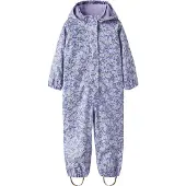 Name it Regndragt m. Fleece - PU - NmfDry10 - Lavender m. Blomst - - 4 år (104) - Regndragt