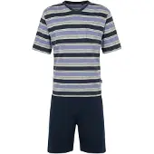 Hajo Pyjamas kort blå / blandingsfarvet