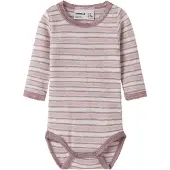 Name it Body l/æ - Uld - Hulmønster - NbfWang - Snow White/Viole - - 62 - Body L/Æ