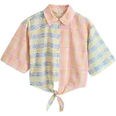 Next Bluse blå / lysegul / pink / lyserød