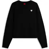 HUGO Sweatshirt i bomuld med logomærke med hjertelogo i glitter
