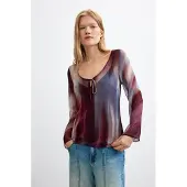 Desigual Bluse creme / mørkeblå / vinrød