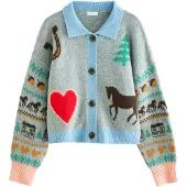 Next Cardigan lyseblå / mørkebrun / grå / rød