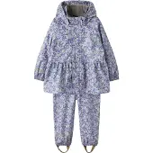 Name it Regntøj m. Seler - PU - NmfDry10 - Lavender m. Blomster - - 4 år (104) - Regntøj