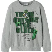 Name it Sweatshirt - NkmJacks - Minecraft - Gråmeleret - - 7-8 år (122-128) - Sweatshirt