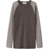Name it Bluse - Uld - Rib - NkmWang - Morel/Satellites Sleeve - - 6 år (116) - Bluse
