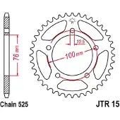 JT Sprockets Jtr 15 Bagtandhjul