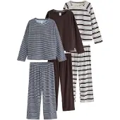 Next Pyjamas dueblå / lyseblå / choko / uldhvid