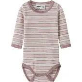 Name it Body l/æ - Uld - Hulmønster - NbfWang - Snow White/Viole - - 50 - Body L/Æ