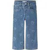 Name it Jeans - Wide - NmfRose - Medium Blue Denim/Hearts - - 5 år (110) - Jeans