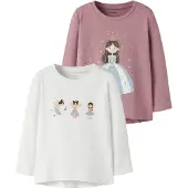 Name it Bluser - 2-pak - NmfVix - Lilas/Bright White Faries - - 7-8 år (122-128) - Bluse