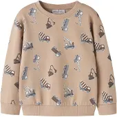 Name it Sweatshirt - NmmVimo - AOP - Sesame/Excavator - - 3 år (98) - Sweatshirt
