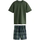 Next Pyjamas kort navy / lyseblå / gran / hvid