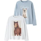 Name it Bluser - 2-pak - NkfVotea - Bright White/Subdued Blue - - 3 år (98) - Bluse