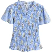 Next Bluse himmelblå / mørkegrå / hvid