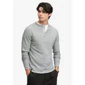 Superdry Superdrytil mænd. M6010974A T-shirt i vaffelstrik, grå (L), Casual, Bomuld, Lange ærmer