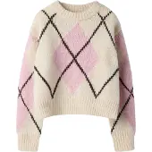 Name it Pullover 'NKFNOreen' mørkebrun / lys pink / naturhvid