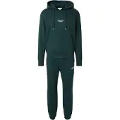 Jack & Jones Joggingdragt 'JJESOHO' mørkegrøn / hvid