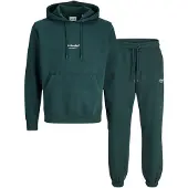 Jack & Jones Joggingdragt 'JJESOHO' mørkegrøn / hvid