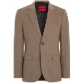 HUGO Extra-slim-fit habitjakke i meleret flannel