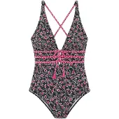 LASCANA Badedragt magenta / sort / hvid