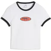 Puma FUTURE..ARCHIVE Slim Graphic Ringer Tee Women, Clothing, White, M