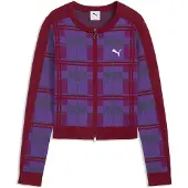 Puma T7 Tartan Slim Knitted Cardigan Women, Clothing, Garnet Glow, S